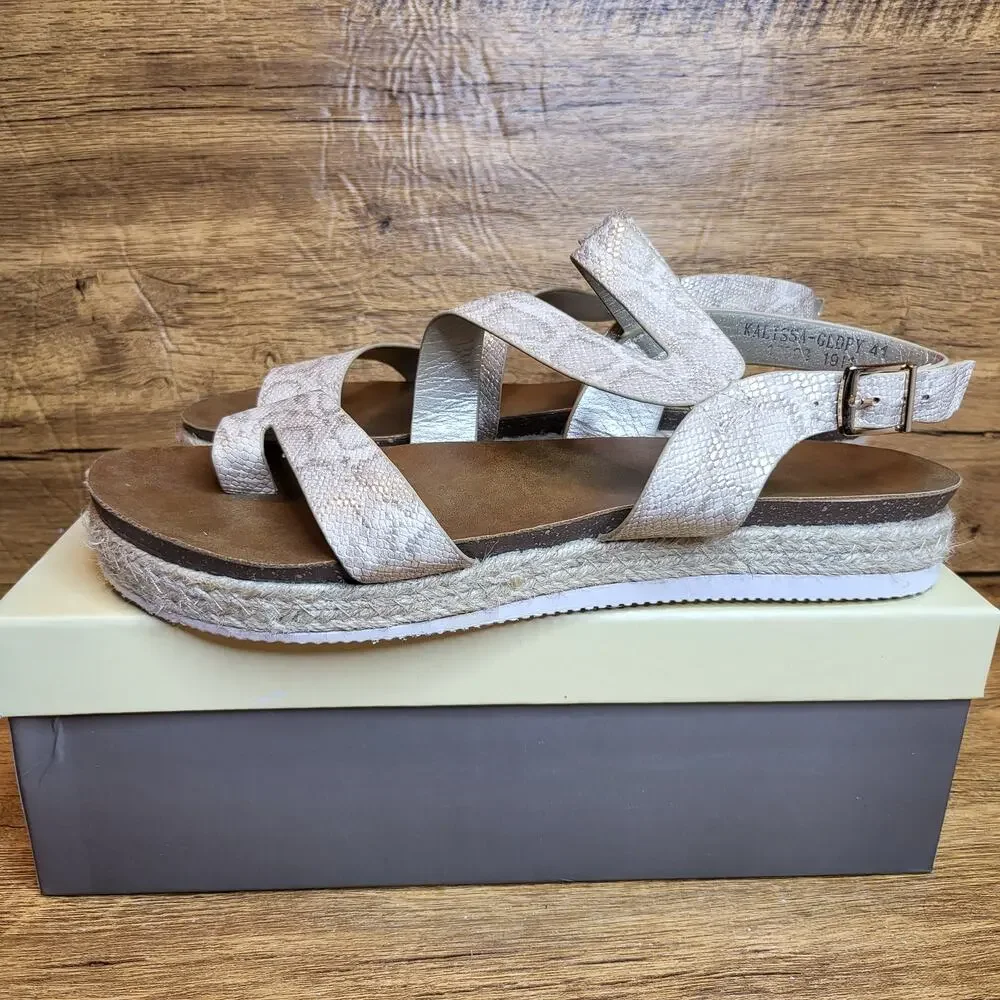Patrizia Karissa gold python strappy espadrille sandal sz 41 US 10